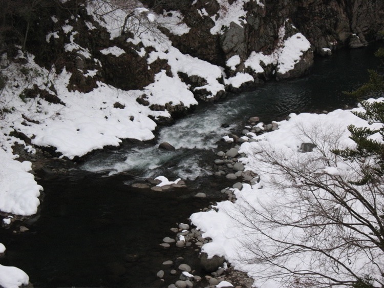 A picture of snow rapids in Kamioka-cho, Hida-shi, Gifu-ken, Japan.