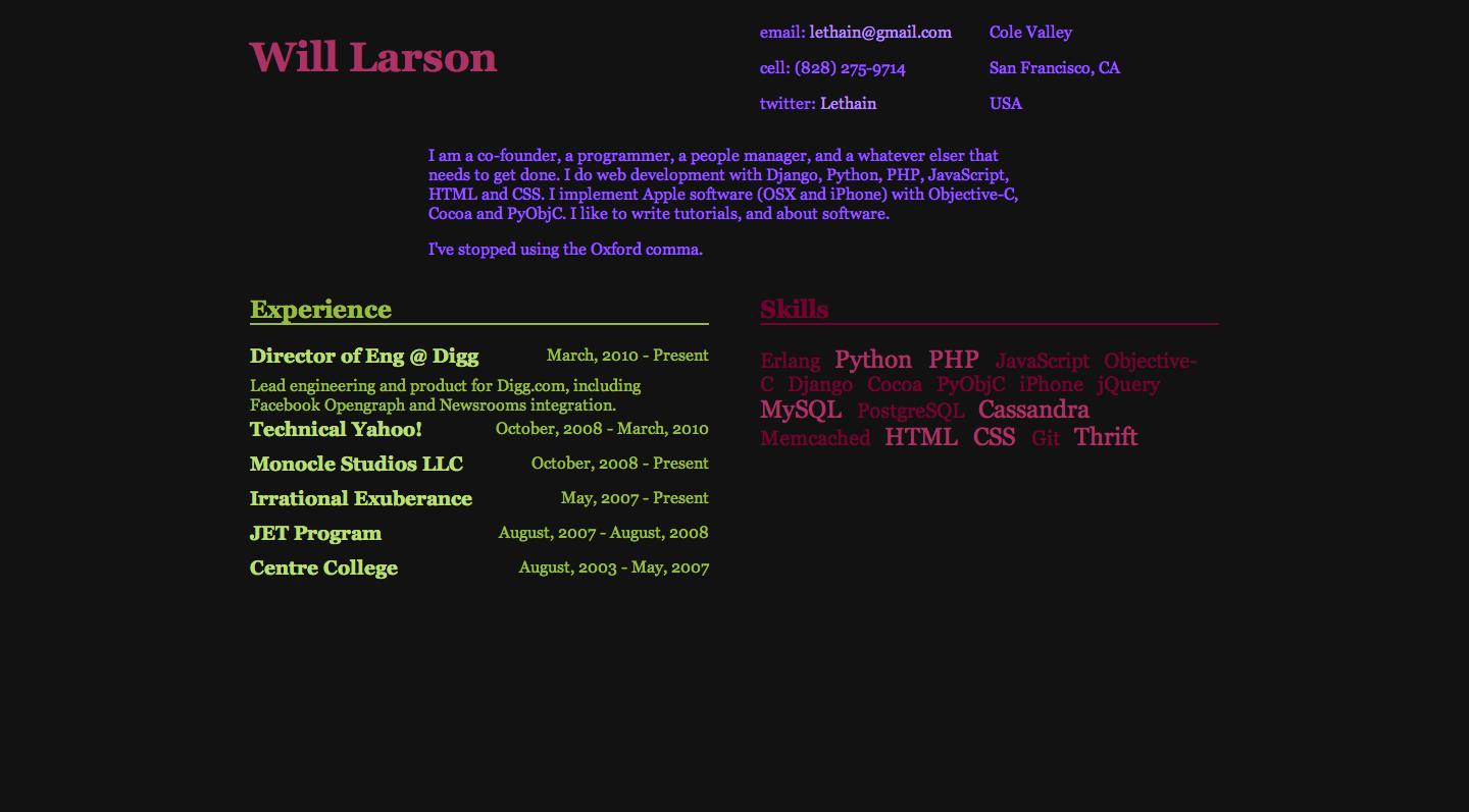 Old screenshot of Willarson.com