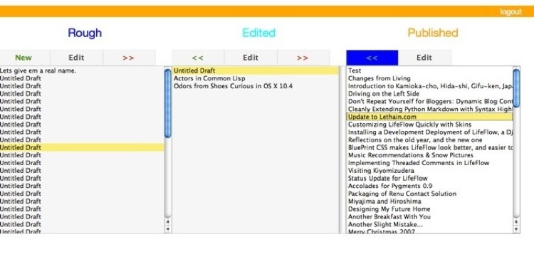 A screenshot of the overview screen for LifeFlow Editor