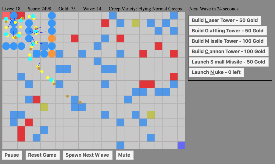 Screenshot of Processing Tower Defense