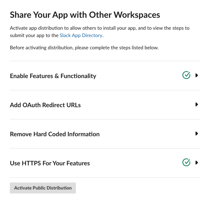 Status of enabling Slack app, missing OAuth Redirects