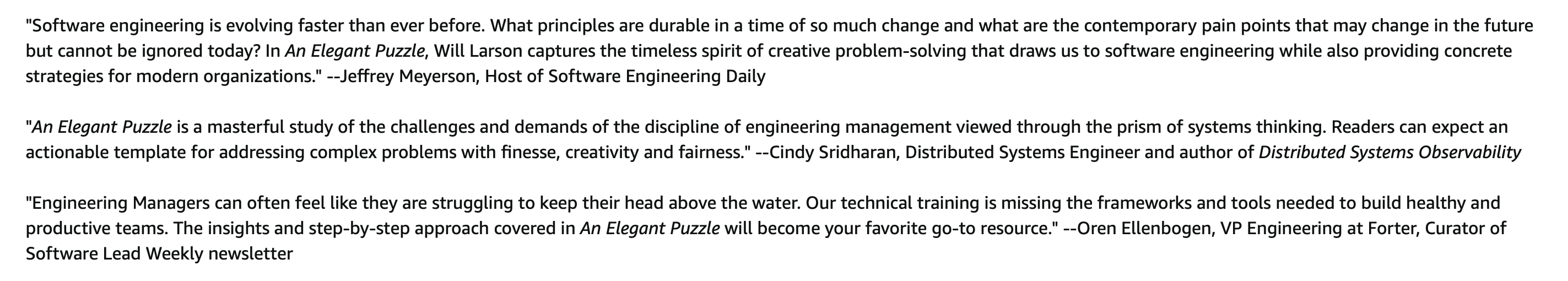 Blurbs from An Elegant Puzzle