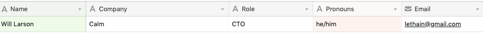 Airtable schema for name, etc