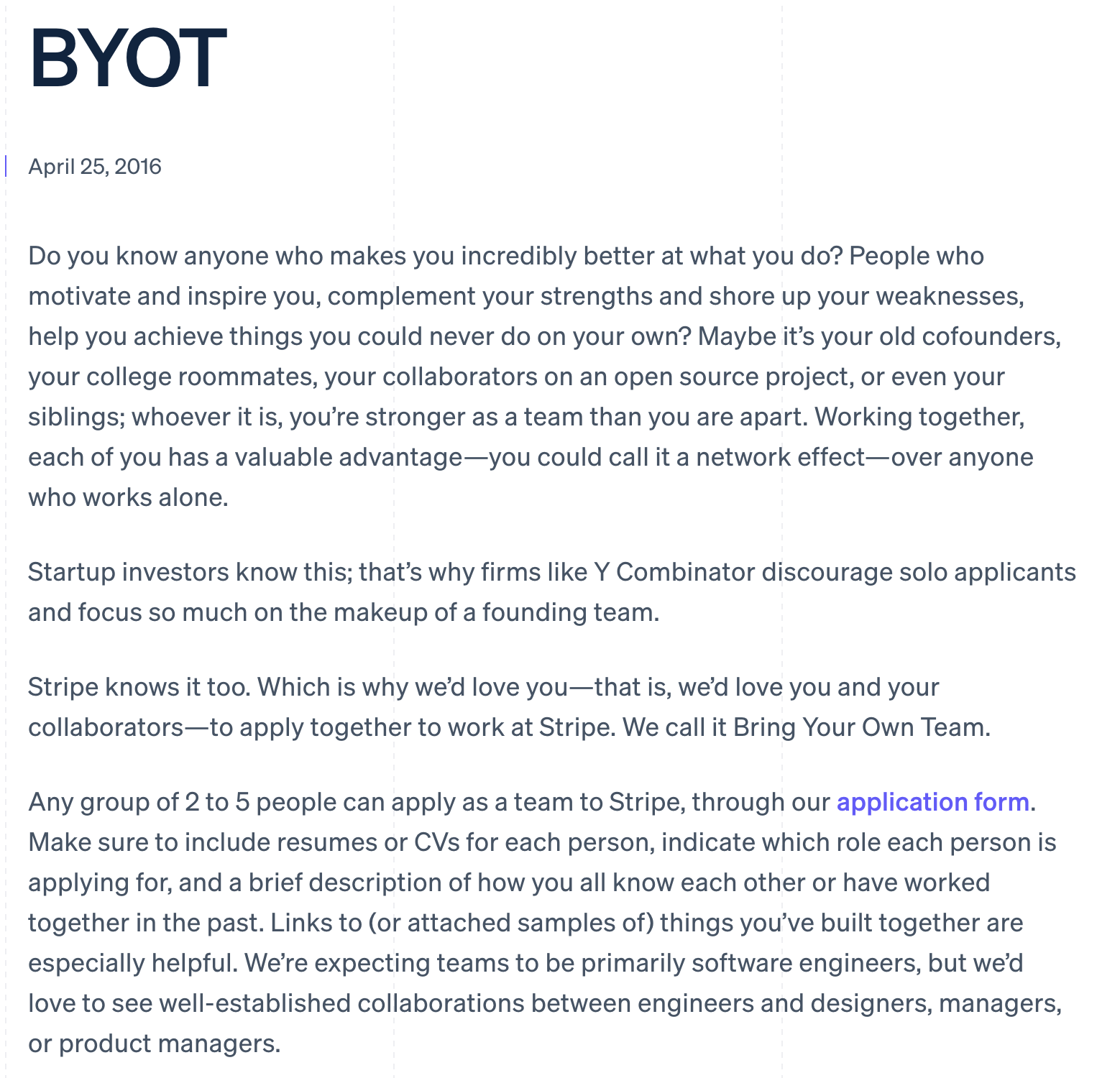 Screenshot of Stripe&rsquo;s BYOT blog post