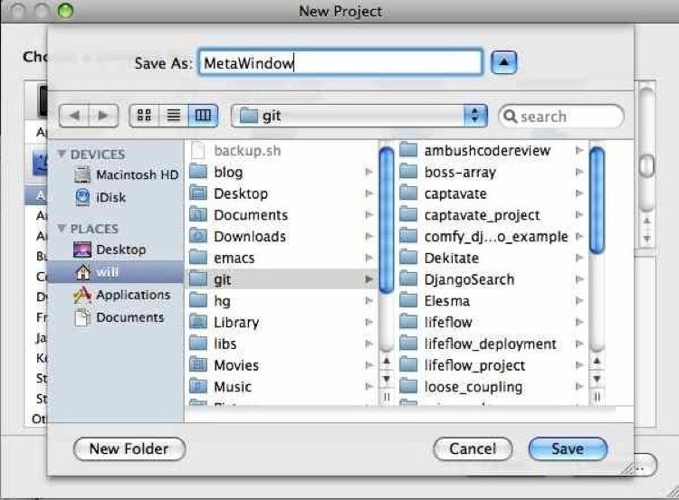 Saving a new Cocoa/Python project as MetaWindow.