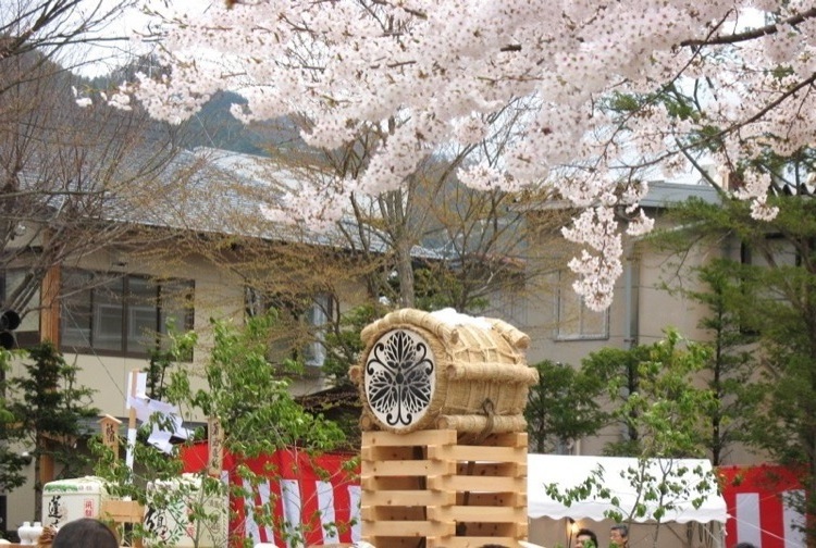 A drum under some trees.